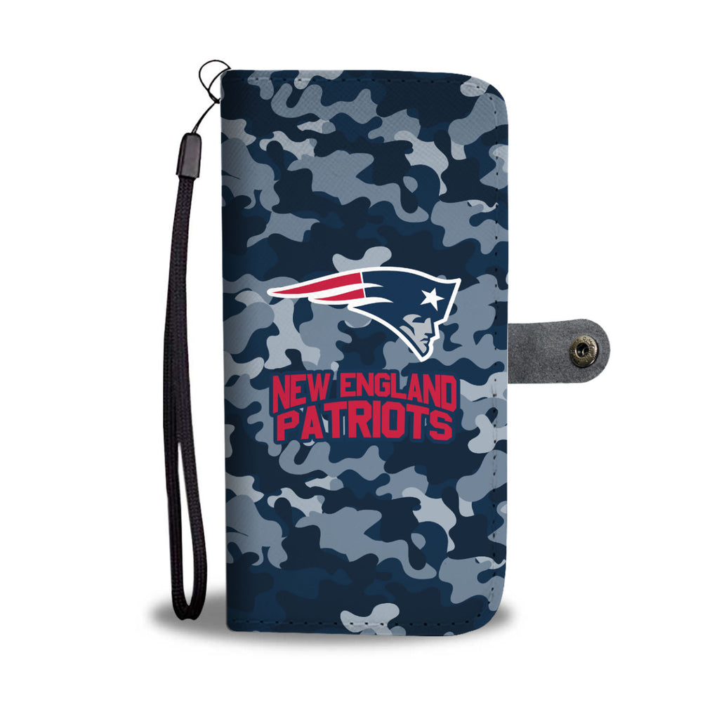 Camo Pattern New England Patriots Wallet Phone Cases