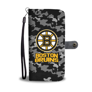 Camo Pattern Boston Bruins Wallet Phone Cases