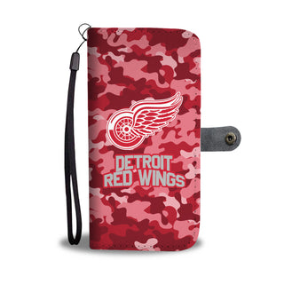Camo Pattern Detroit Red Wings Wallet Phone Cases