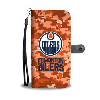 Camo Pattern Edmonton Oilers Wallet Phone Cases
