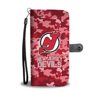 Camo Pattern New Jersey Devils Wallet Phone Cases