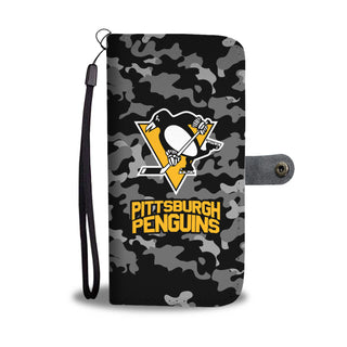 Camo Pattern Pittsburgh Penguins Wallet Phone Cases