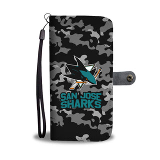 Camo Pattern San Jose Sharks Wallet Phone Cases