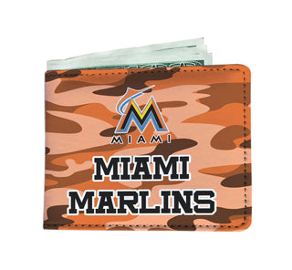 Camo Pattern Miami Marlins Mens Wallets