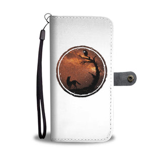 An Owl And A Dog At Night Wallet Phone Cases