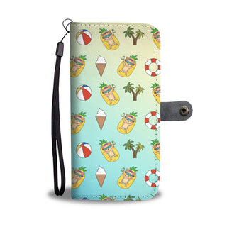 Pineapple Pool Float Beach Pattern Chihuahua Wallet Phone Cases