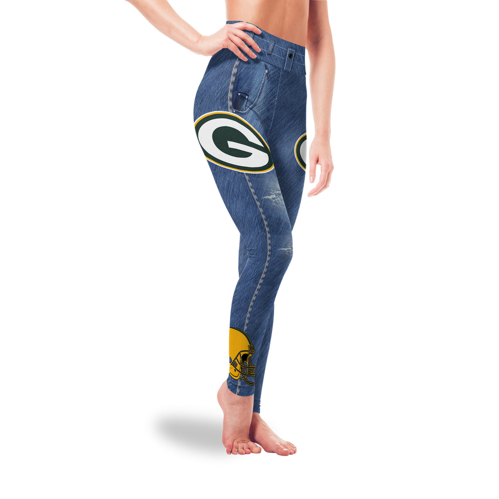 Amazing Blue Jeans Green Bay Packers Leggings – Best Funny Store