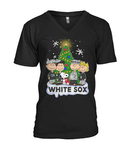 Snoopy The Peanuts Chicago White Sox Christmas Tshirt Mens V-Neck