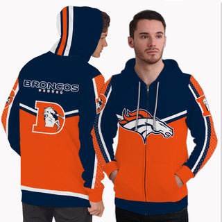 Fashion Gorgeous Fitting Denver Broncos Zip Hoodie