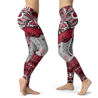 Boho Arkansas Razorbacks Leggings With Fantastic Art