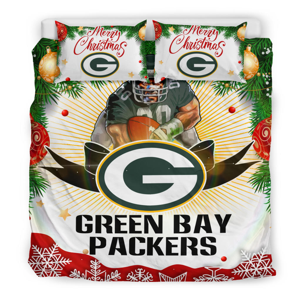 Funny Gift Shop Merry Christmas Green Bay Packers Bedding Sets