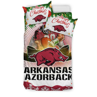 Funny Gift Shop Merry Christmas Arkansas Razorbacks Bedding Sets