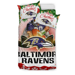 Funny Gift Shop Merry Christmas Baltimore Ravens Bedding Sets