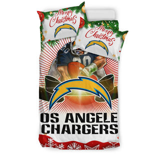 Funny Gift Shop Merry Christmas Los Angeles Chargers Bedding Sets