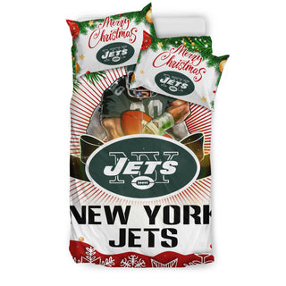 Funny Gift Shop Merry Christmas New York Jets Bedding Sets