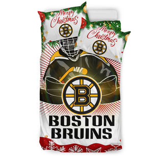 Funny Gift Shop Merry Christmas Boston Bruins Bedding Sets