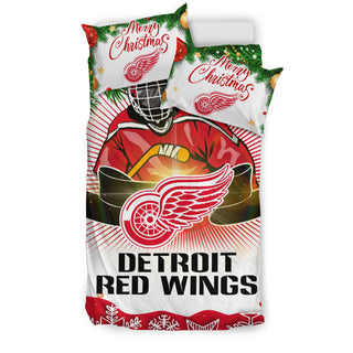 Funny Gift Shop Merry Christmas Detroit Red Wings Bedding Sets