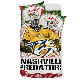 Funny Gift Shop Merry Christmas Nashville Predators Bedding Sets