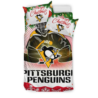 Funny Gift Shop Merry Christmas Pittsburgh Penguins Bedding Sets