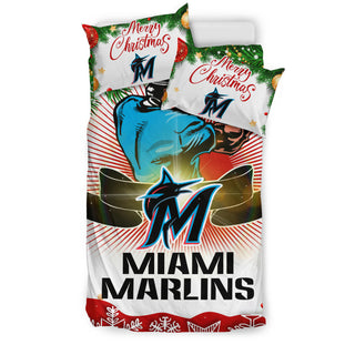 Funny Gift Shop Merry Christmas Miami Marlins Bedding Sets