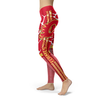 Cool Air Lighten Attractive Kind Calgary Flames Leggings