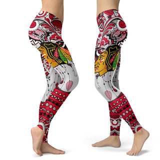 Boho Chicago Blackhawks Leggings With Fantastic Art