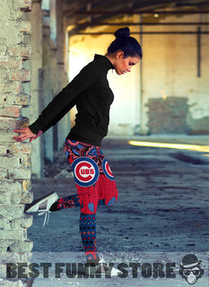 Simple Boho Chicago Cubs Leggings