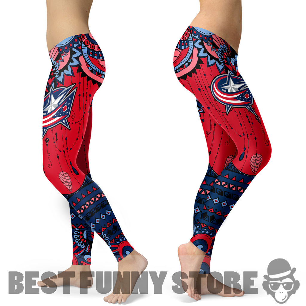 Simple Boho Columbus Blue Jackets Leggings
