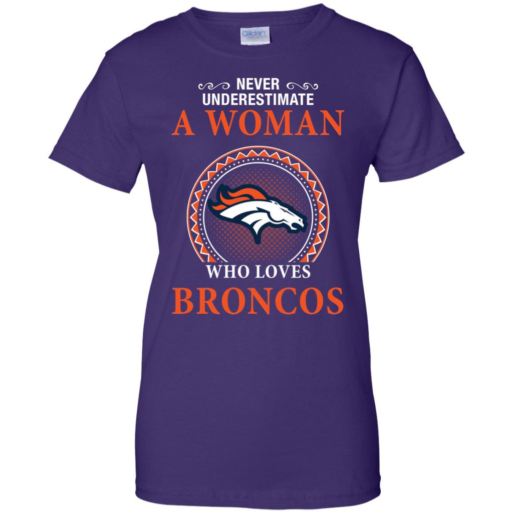 Never Underestimate A Woman Who Loves Denver Broncos Sweaters