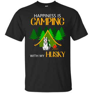 Happiness Is Camping With My Husky T Shirts