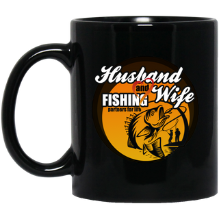 Husband And Wife Fishing Partners For Life Black Mugs