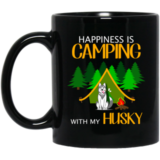 Happiness Is Camping With My Husky Mugs