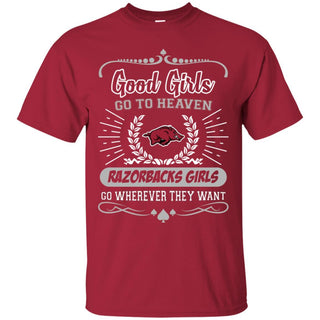 Good Girls Go To Heaven Arkansas Razorbacks Girls T Shirts