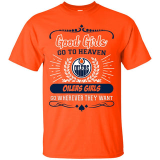Good Girls Go To Heaven Edmonton Oilers Girls T Shirts