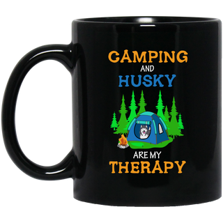 Camping And Husky Are My Therapy Mugs