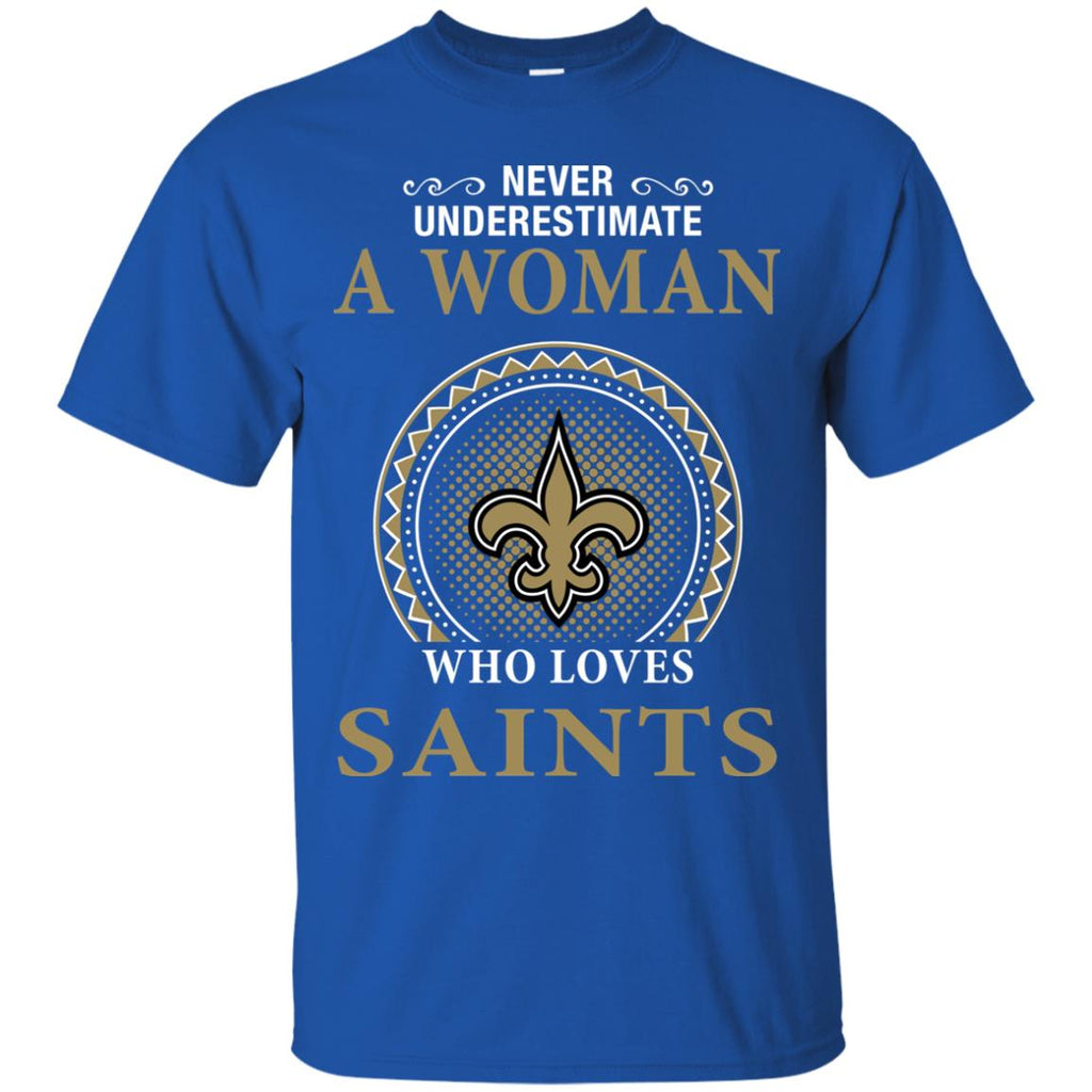 Never Underestimate A Woman Who Loves New Orleans Saints Sweaters