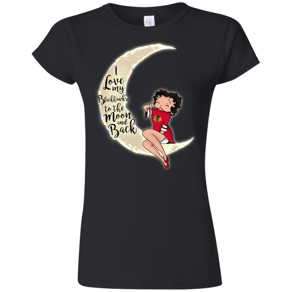 BB I Love My Chicago Blackhawks To The Moon And Back T Shirt - Best Funny Store