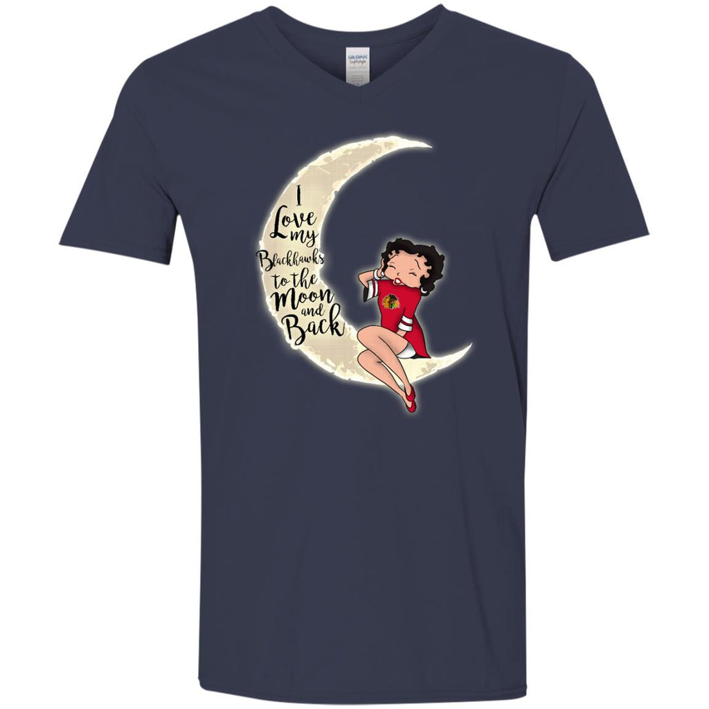 BB I Love My Chicago Blackhawks To The Moon And Back T Shirt - Best Funny Store
