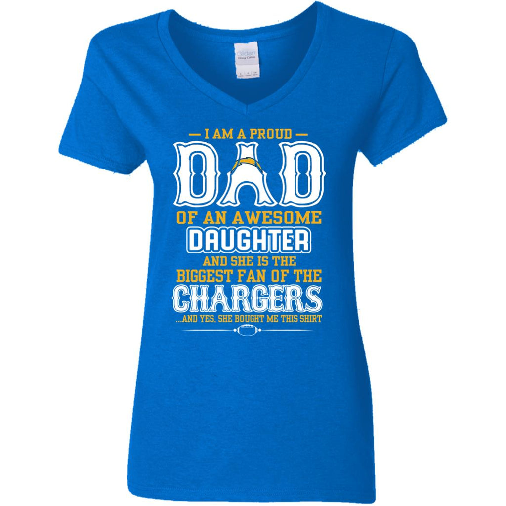 Proud Of Dad Of An Awesome Daughter Los Angeles Chargers T Shirts