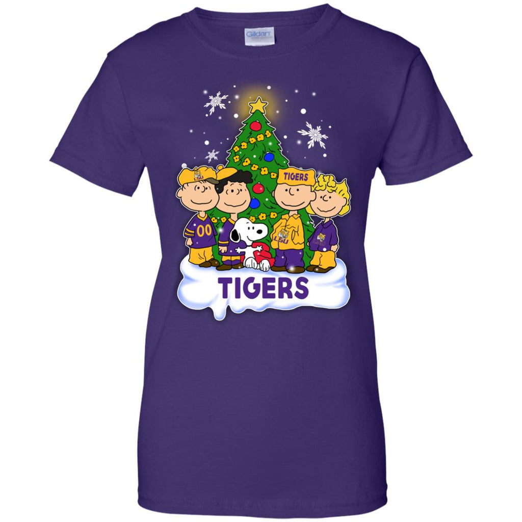 Snoopy The Peanuts LSU Tigers Christmas T Shirts