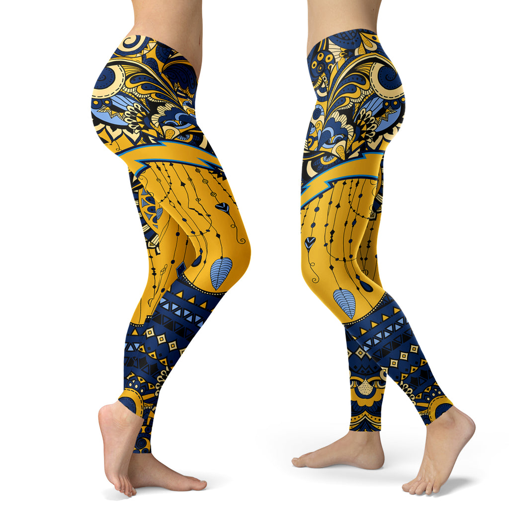 Boho Los Angeles Chargers Leggings With Fantastic Art