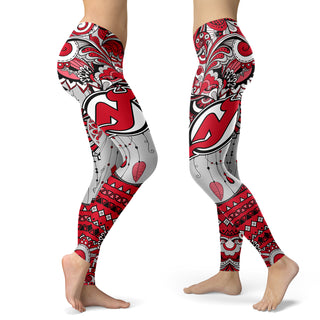Boho New Jersey Devils Leggings With Fantastic Art