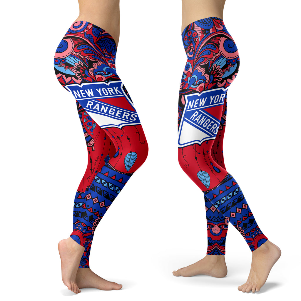 Boho New York Rangers Leggings With Fantastic Art