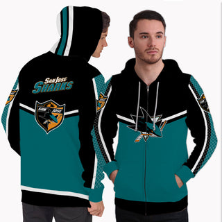 Fashion Gorgeous Fitting San Jose Sharks Zip Hoodie