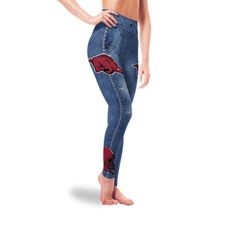 Amazing Blue Jeans Arkansas Razorbacks Leggings