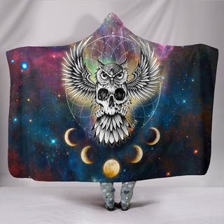 Skull Space Pattern Owl Hooded Blankets
