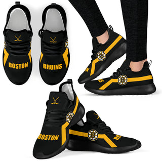 New Style Line Logo Boston Bruins Mesh Knit Sneakers