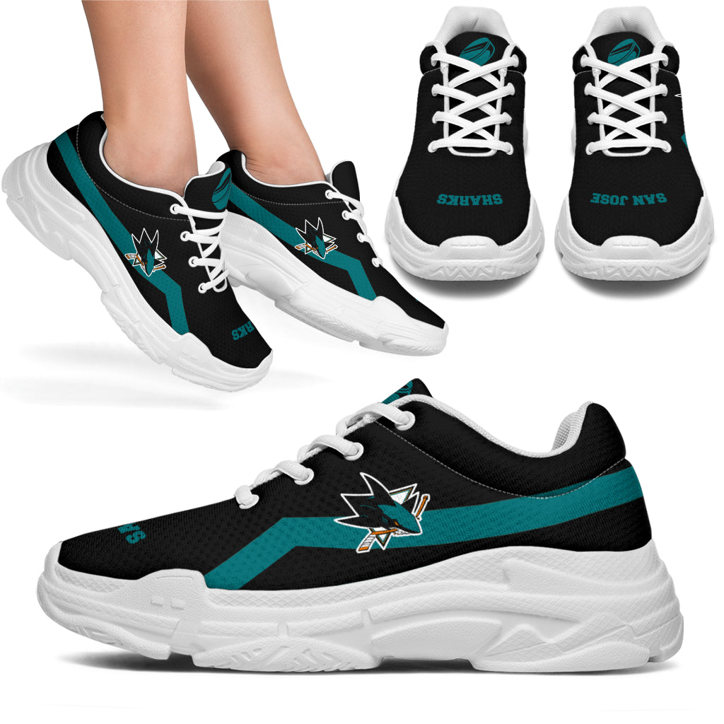 Edition Chunky Sneakers With Line San Jose Sharks Shoes – Best Funny Store