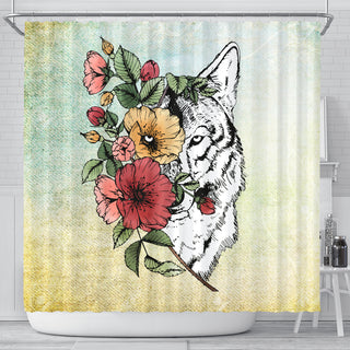 Half Face Wolf Shower Curtains