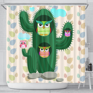 Owl Cactus Shower Curtains